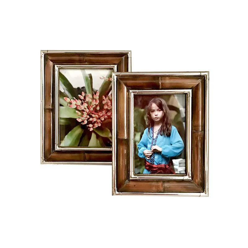 Antiqued Bamboo with Metal Edge Frames