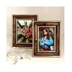 Antiqued Bamboo with Metal Edge Frames