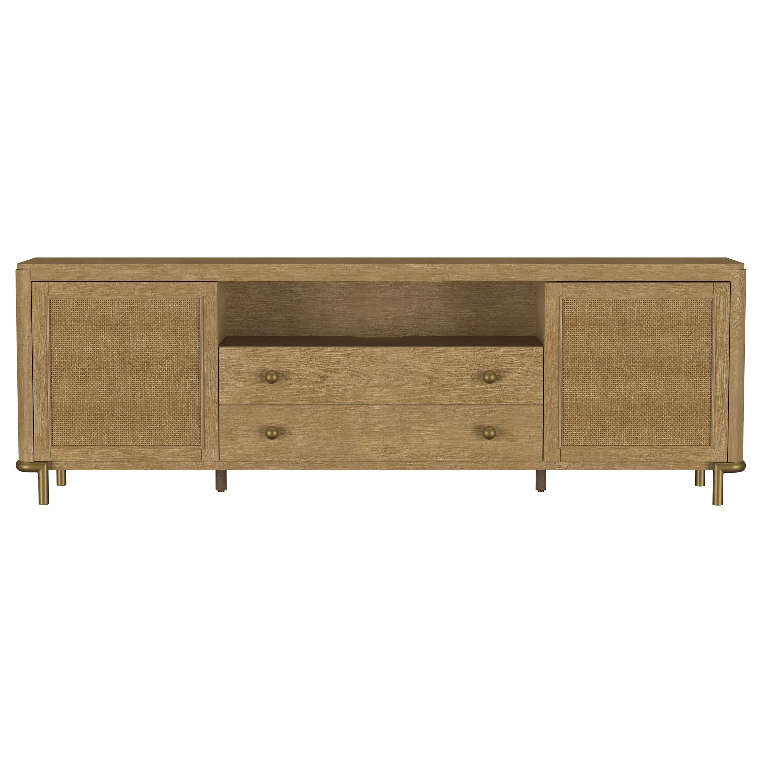 Arini Rattan Cane 2-door TV Stand Media Console Sand Wash