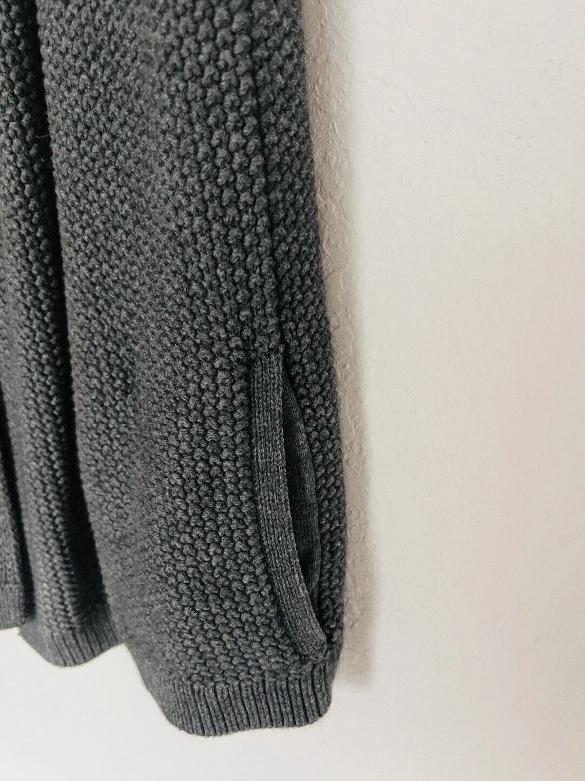 ARMANI EXCHANGE Knitted Short Sleeve Cardigan Sz S Cable Knit Collar Open Front