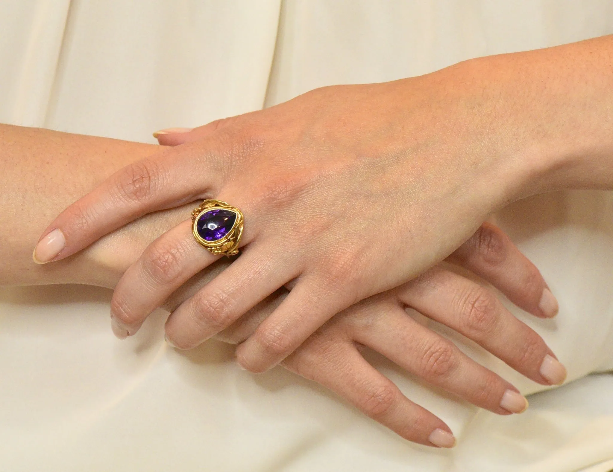 Arts & Crafts 5.75 CTW Amethyst 14 Karat Gold Ring