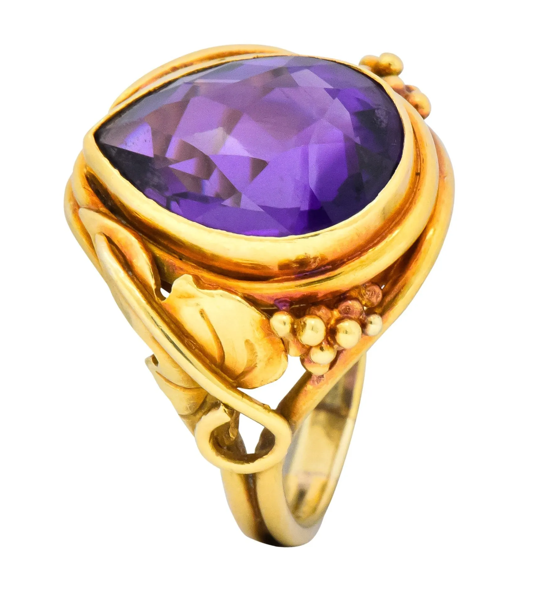 Arts & Crafts 5.75 CTW Amethyst 14 Karat Gold Ring