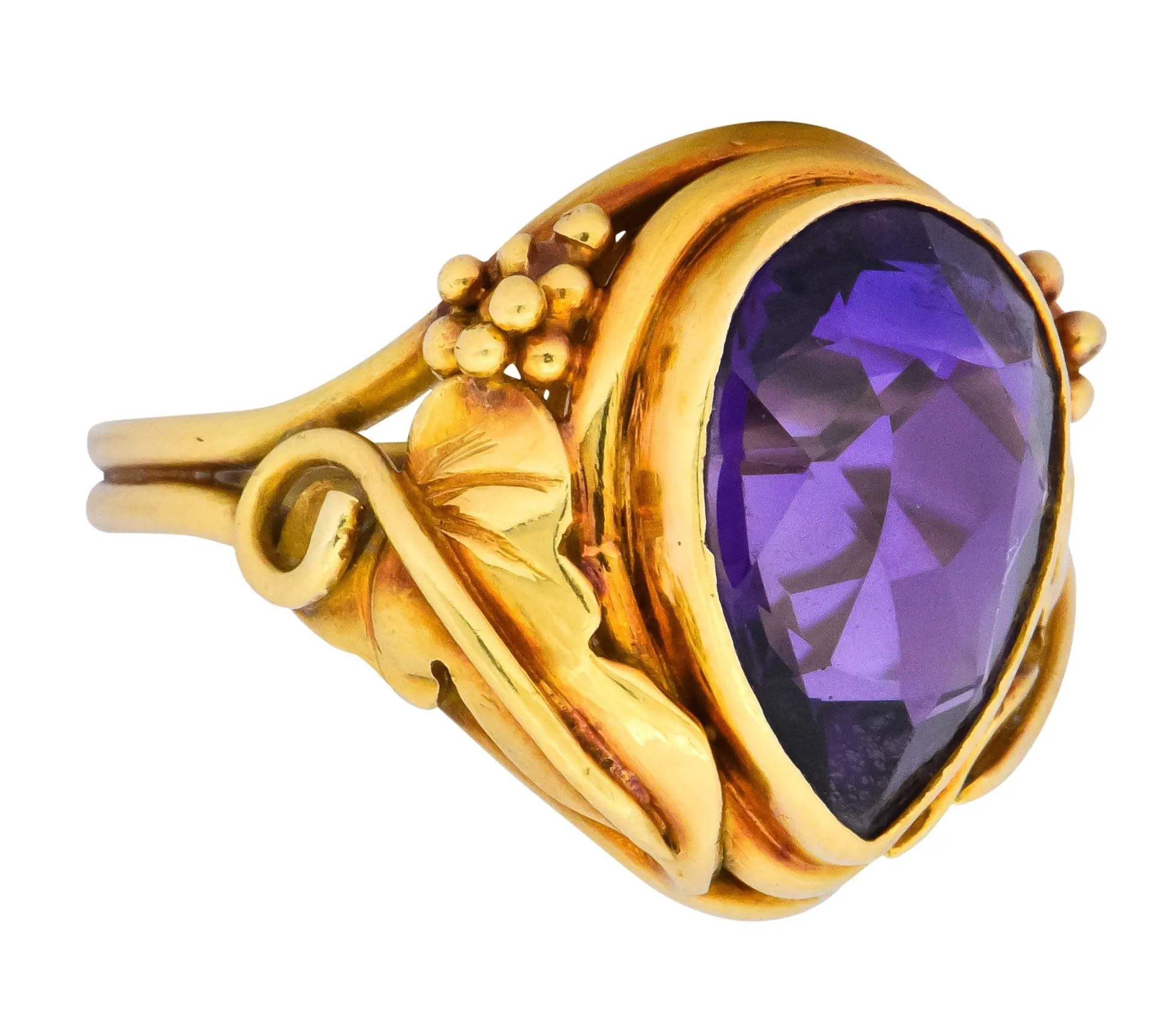 Arts & Crafts 5.75 CTW Amethyst 14 Karat Gold Ring