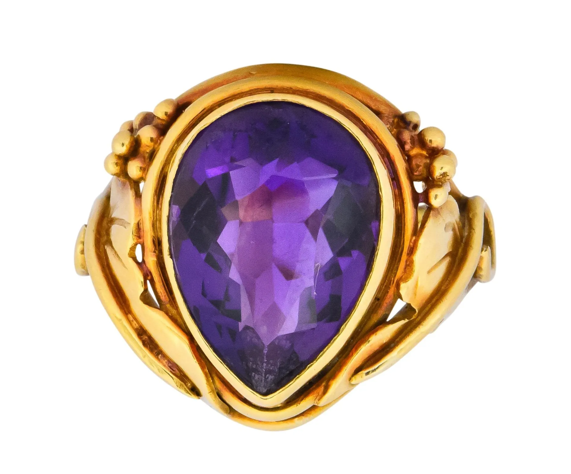 Arts & Crafts 5.75 CTW Amethyst 14 Karat Gold Ring