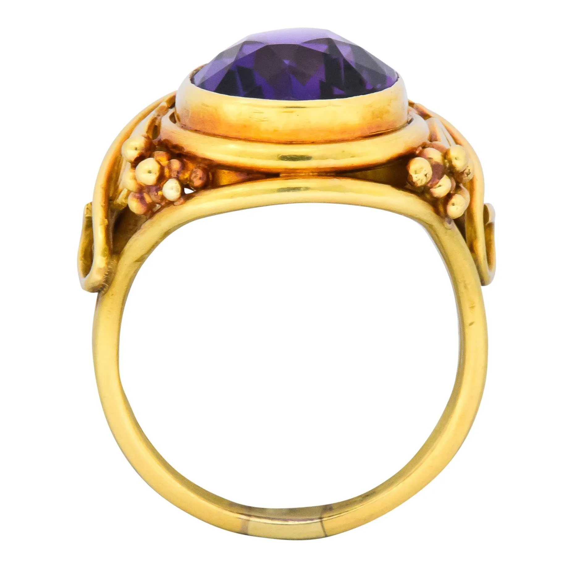 Arts & Crafts 5.75 CTW Amethyst 14 Karat Gold Ring