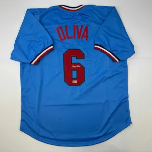 Autographed/Signed Tony Oliva Minnesota Light Blue Baseball Jersey Beckett COA