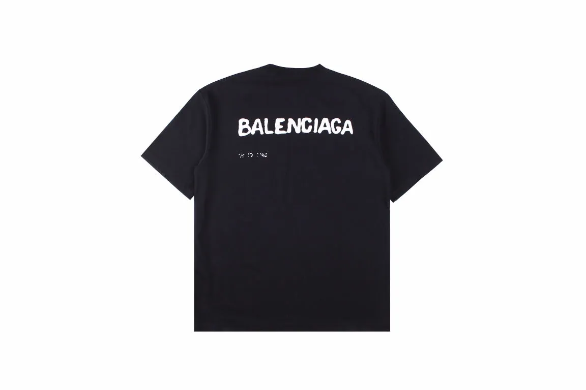 BALENCIAGA DISTRESSED LOGO T-SHIRT BLACK
