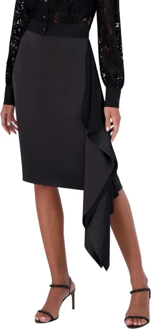 Bcbgmaxazria Women's Fitted Cascading Side Ruffle Midi Skirt 1653c4a632e1bf