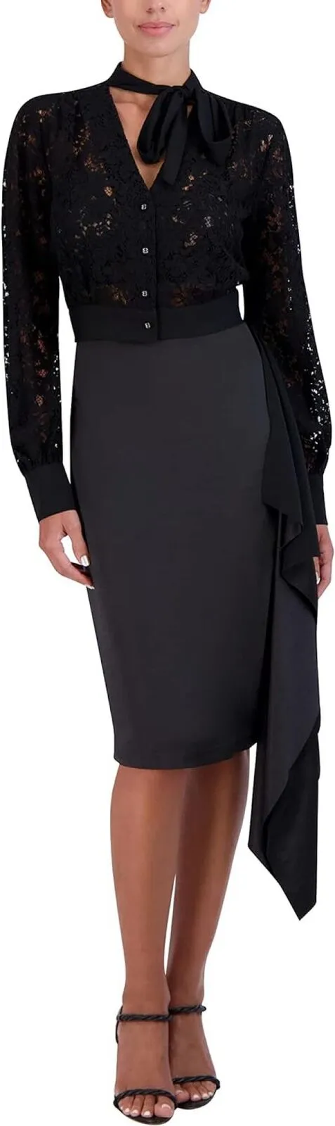 Bcbgmaxazria Women's Fitted Cascading Side Ruffle Midi Skirt 1653c4a632e1bf