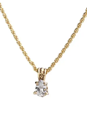 Beijos Collection - CZ Pear Shape Gold Prong Set Pendant Necklace
