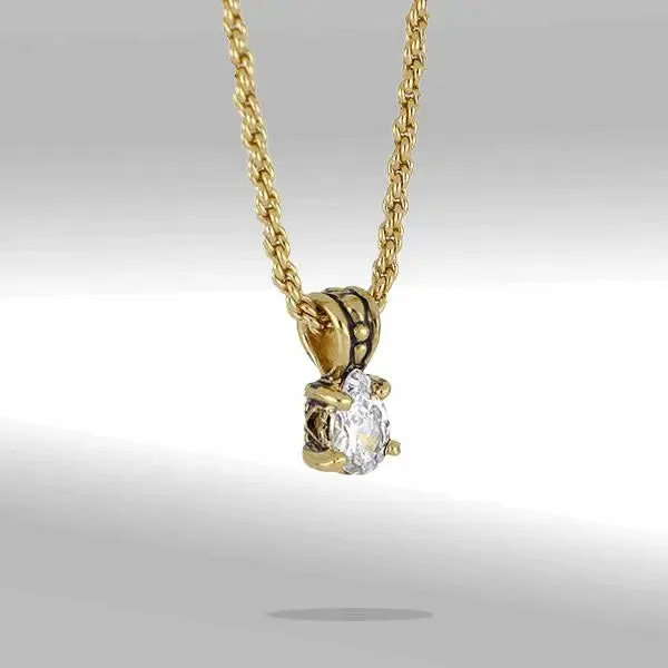 Beijos Collection - CZ Pear Shape Gold Prong Set Pendant Necklace