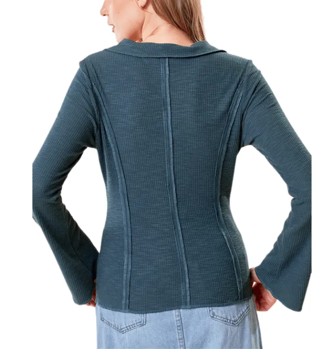 Bethany Ribbed Bell Sleeve Top