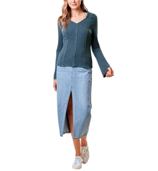 Bethany Ribbed Bell Sleeve Top