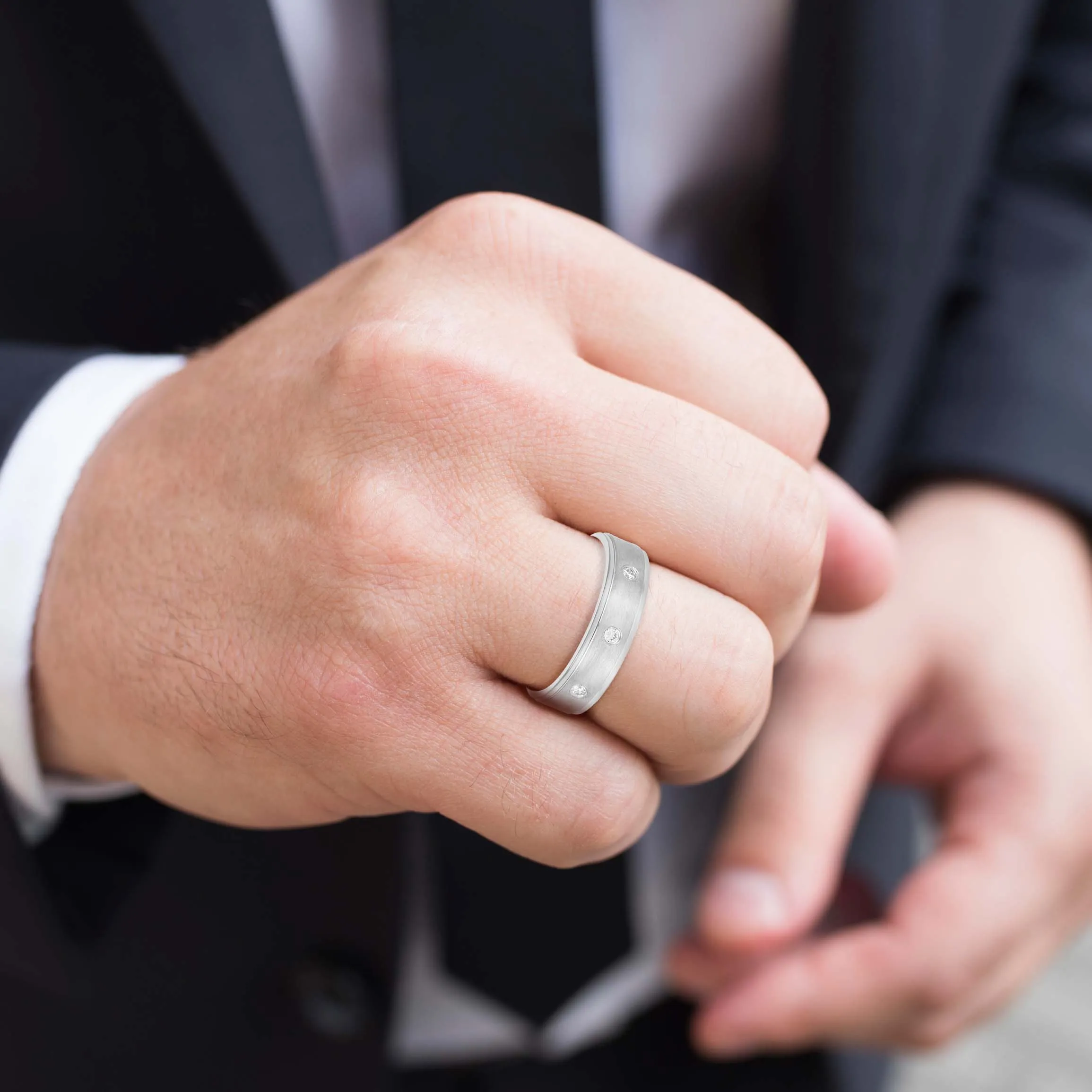 Bezel Set Diamond Men's Wedding Band