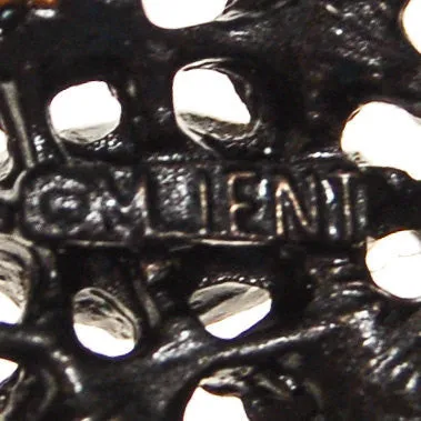 Black Rhinestone Medallion Brooch by MJ Lent
