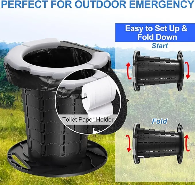 BLIKA Portable Retractable Toilet Kit for Adults, Pop Up Privacy Tent, Washable Foldable Portable Camp Toilet 300 Pounds, Instant Portable Outdoor Shower Tent Camp Toilet Changing Dressing Room