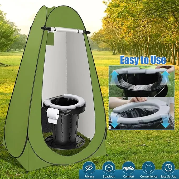 BLIKA Portable Retractable Toilet Kit for Adults, Pop Up Privacy Tent, Washable Foldable Portable Camp Toilet 300 Pounds, Instant Portable Outdoor Shower Tent Camp Toilet Changing Dressing Room