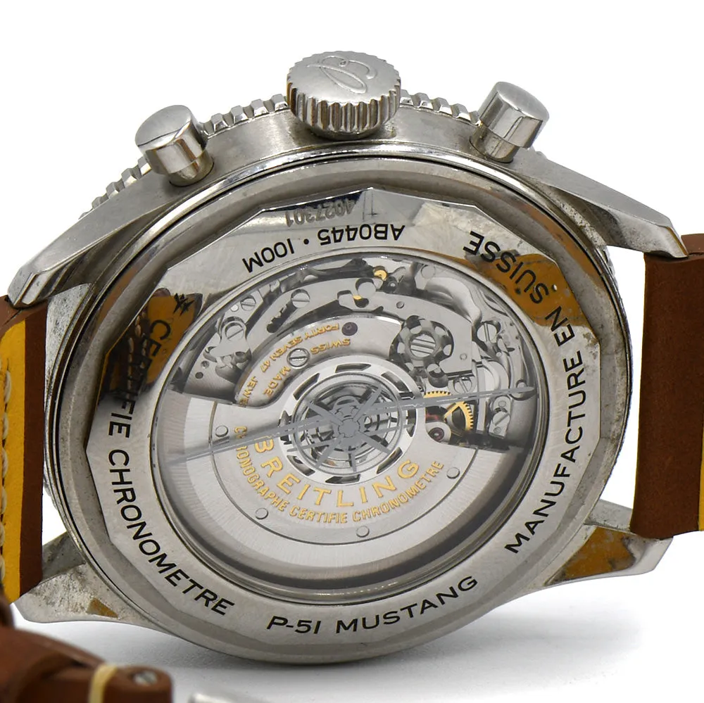 Breitling Super AVI B04 Chronograph GMT 46 P-51 Mustang Luxury Watch with Leather Deployment Clasp