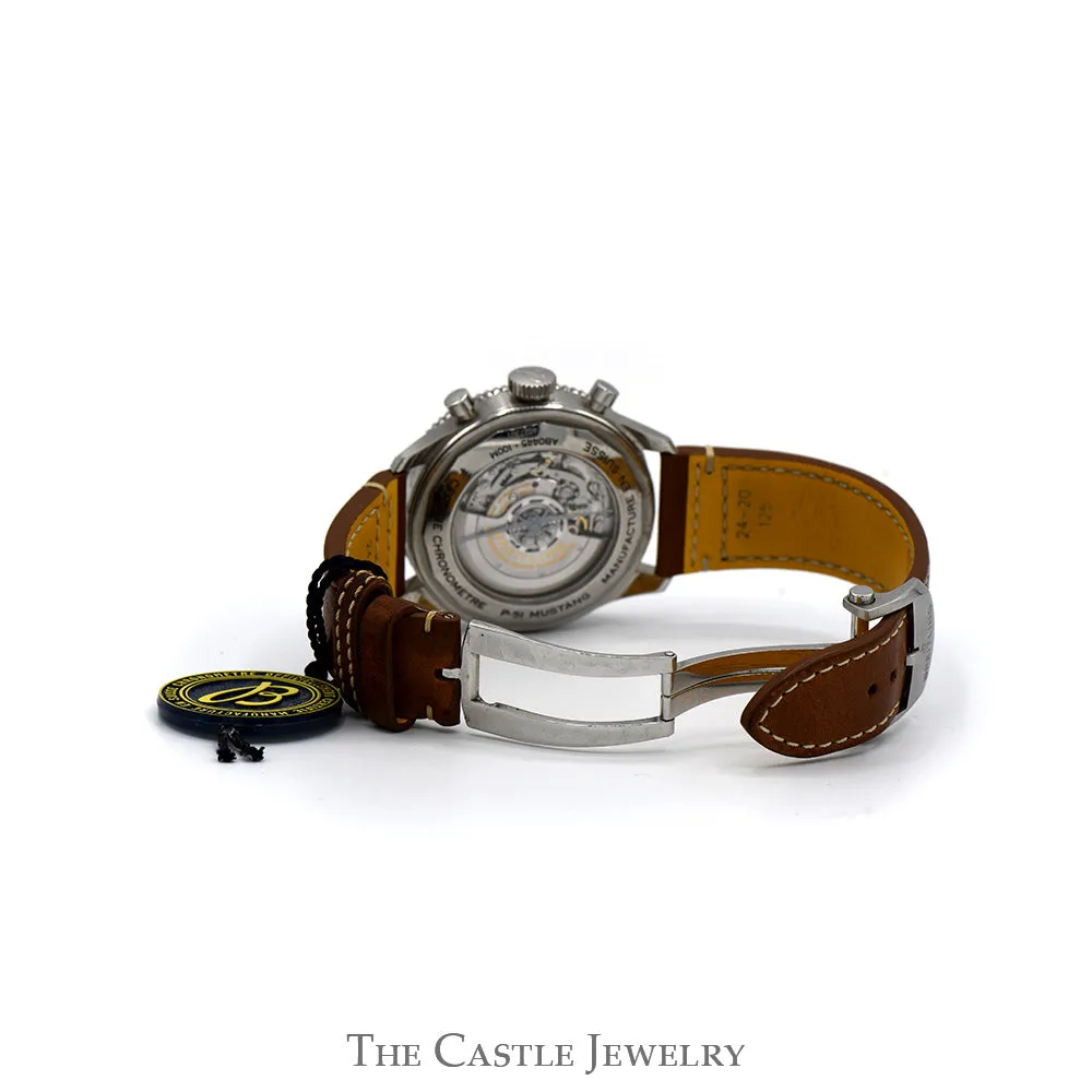 Breitling Super AVI B04 Chronograph GMT 46 P-51 Mustang Luxury Watch with Leather Deployment Clasp