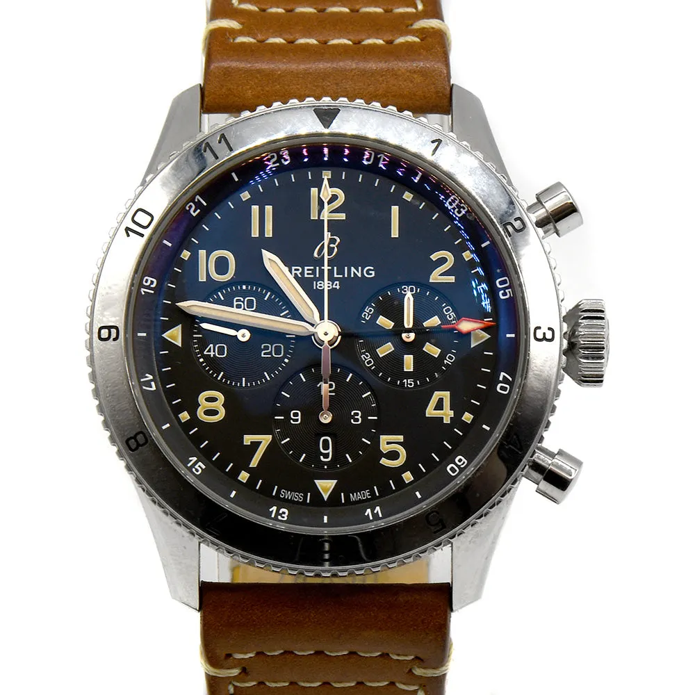 Breitling Super AVI B04 Chronograph GMT 46 P-51 Mustang Luxury Watch with Leather Deployment Clasp