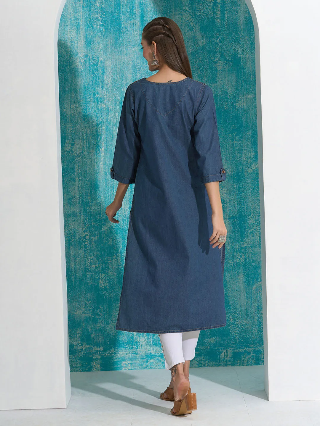 Buy Dx Comfort Fit Denim Kurta for Women Online in India - Zola