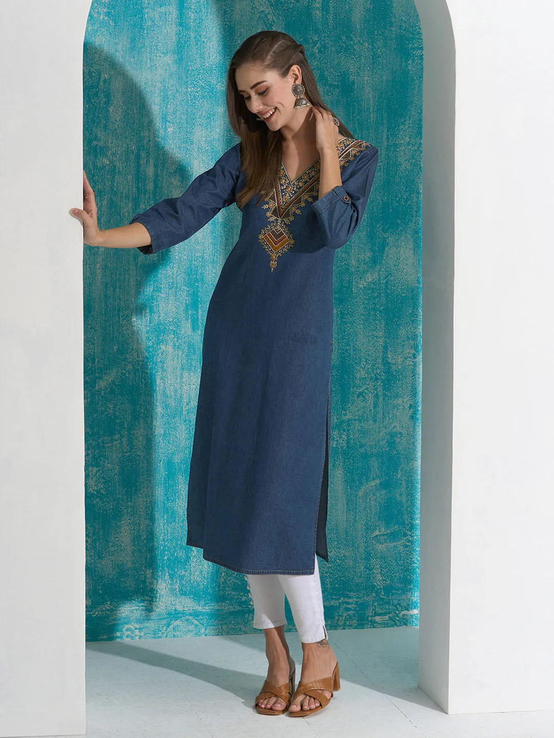 Buy Dx Comfort Fit Denim Kurta for Women Online in India - Zola