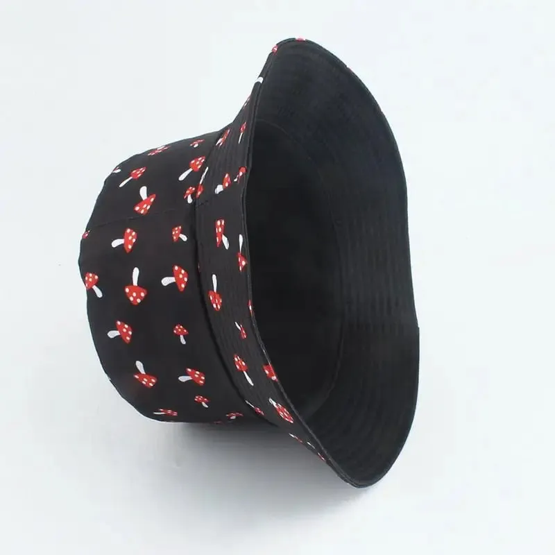 Cartoon Mushroom Pattern Foldable Bucket Hat for Playful Style