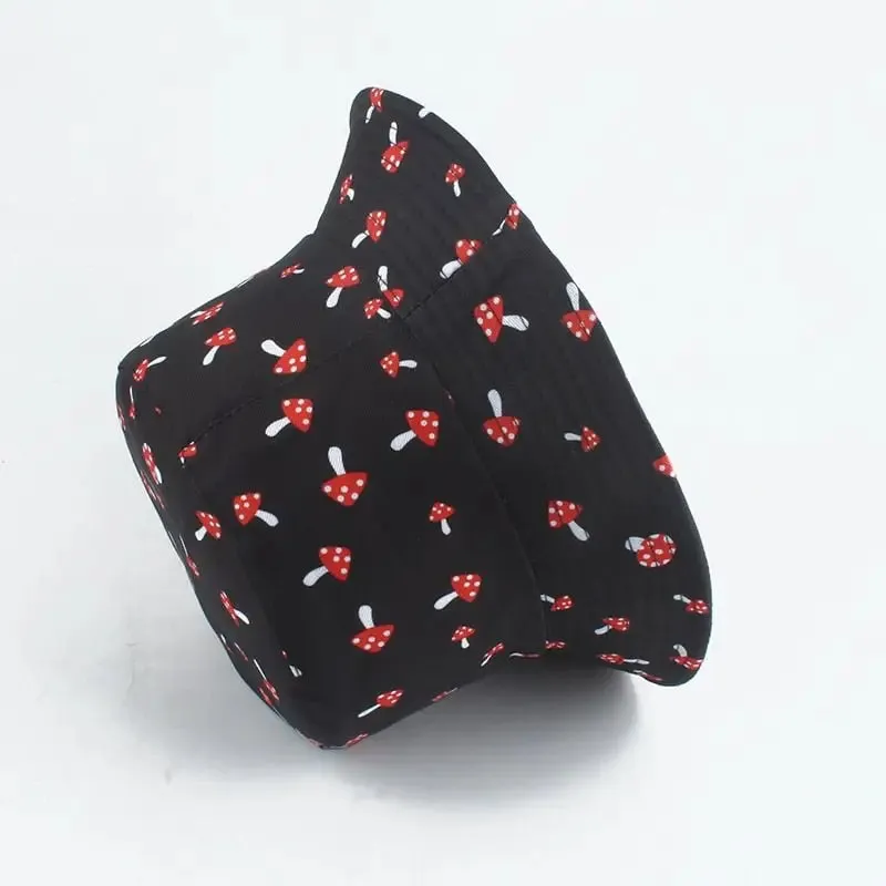 Cartoon Mushroom Pattern Foldable Bucket Hat for Playful Style
