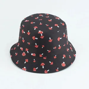 Cartoon Mushroom Pattern Foldable Bucket Hat for Playful Style