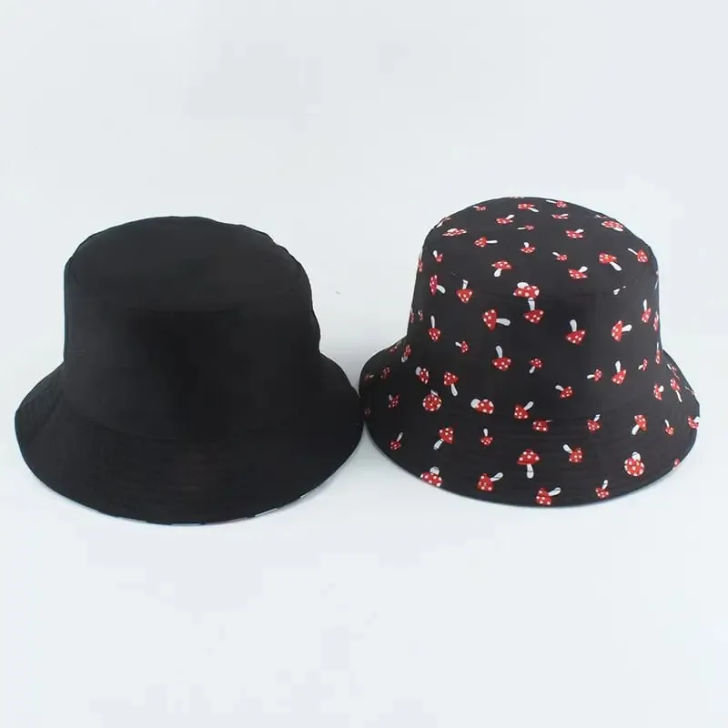 Cartoon Mushroom Pattern Foldable Bucket Hat for Playful Style