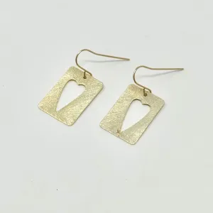 Cecilia Brushed Heart Cut Out Earrings | Gold
