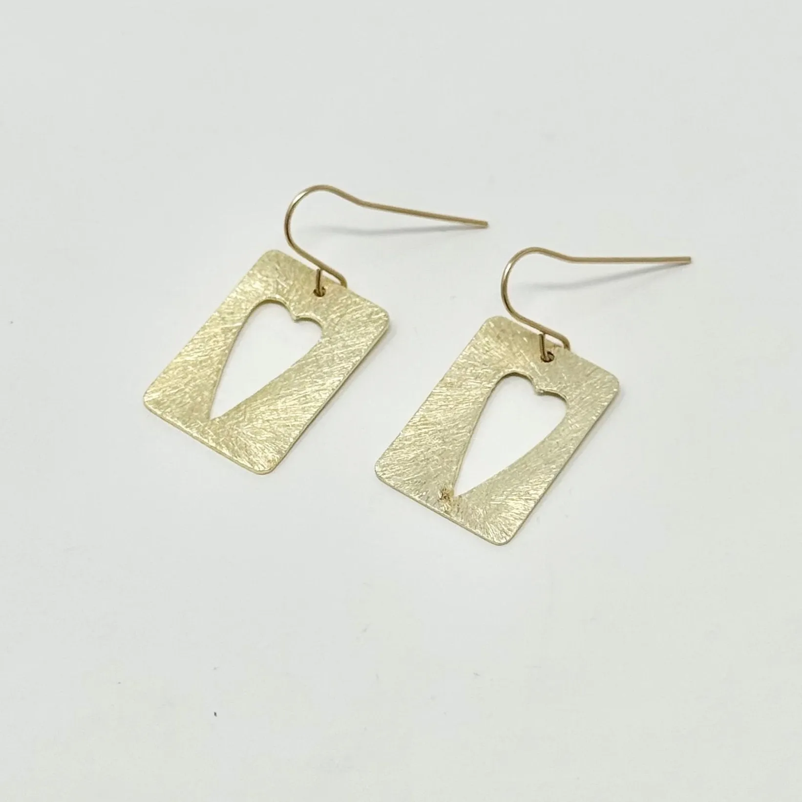 Cecilia Brushed Heart Cut Out Earrings | Gold