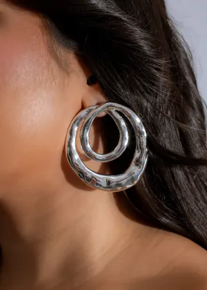 Celestial Ripples Hoops Earrings Silver