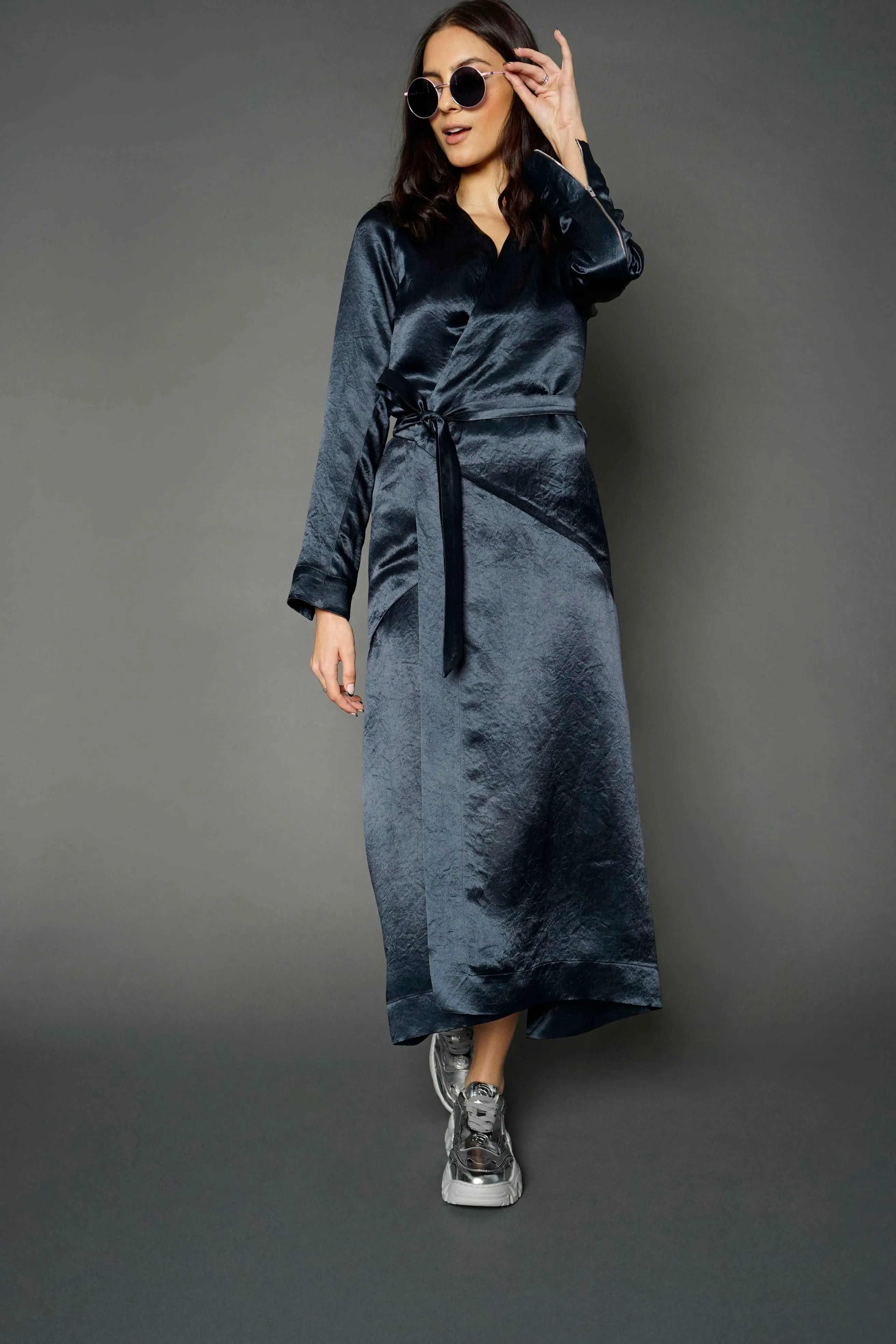Chani Navy Long Sleeve Wrap Dress