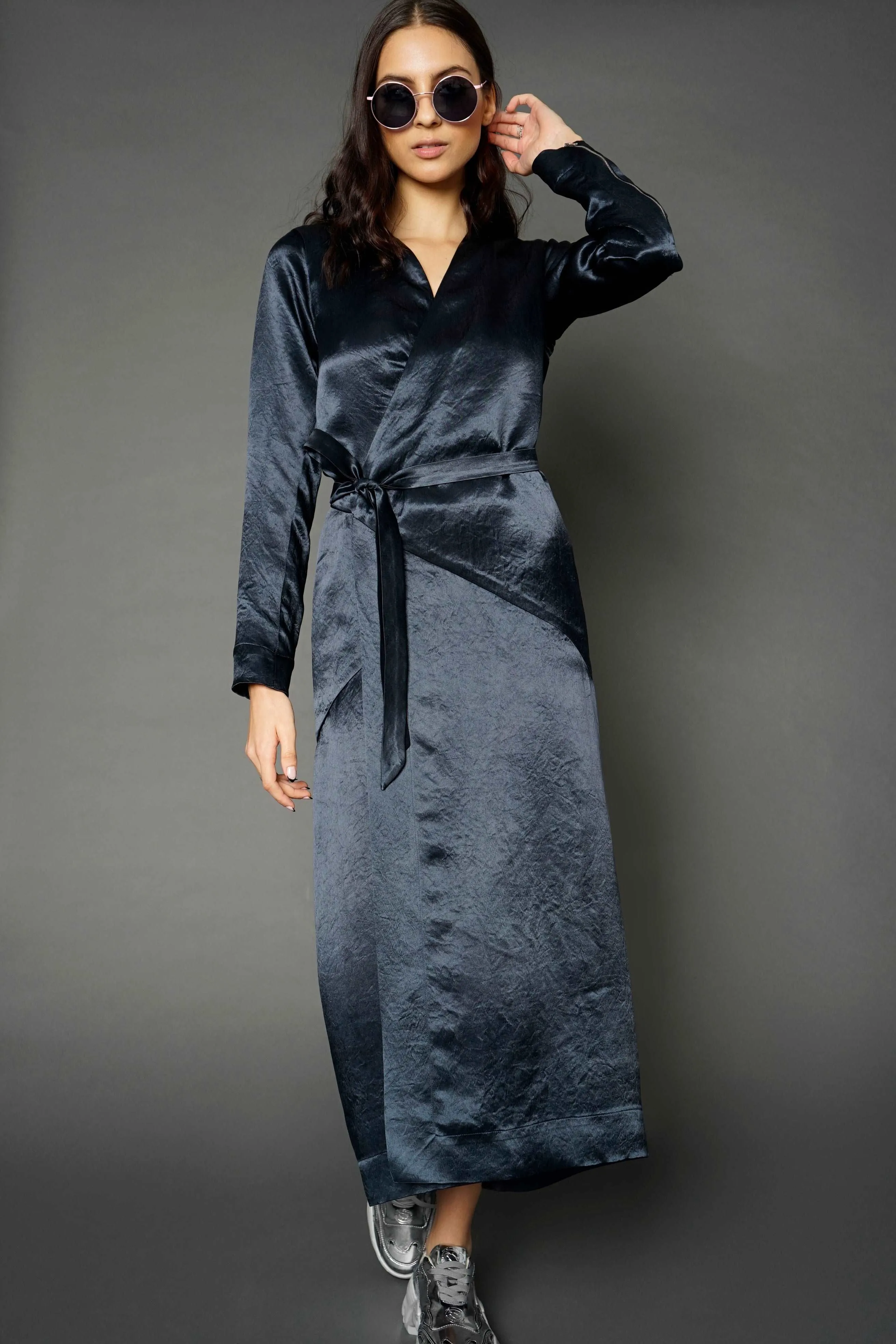 Chani Navy Long Sleeve Wrap Dress