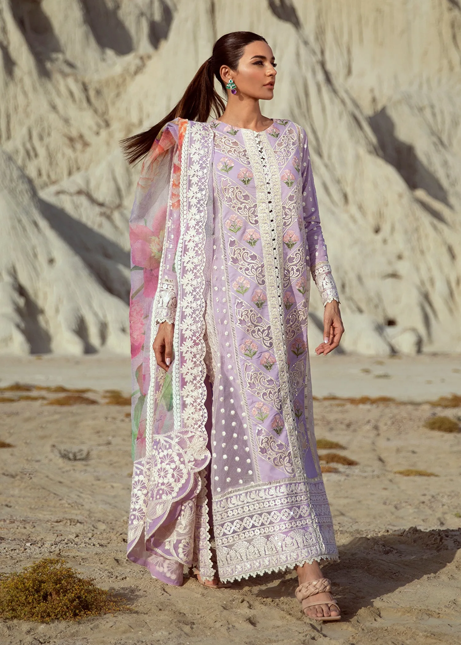 Chikkankari  Reinvented - 7A - Amethyst | Crimson Serendipity Luxury Lawn Collection 2022