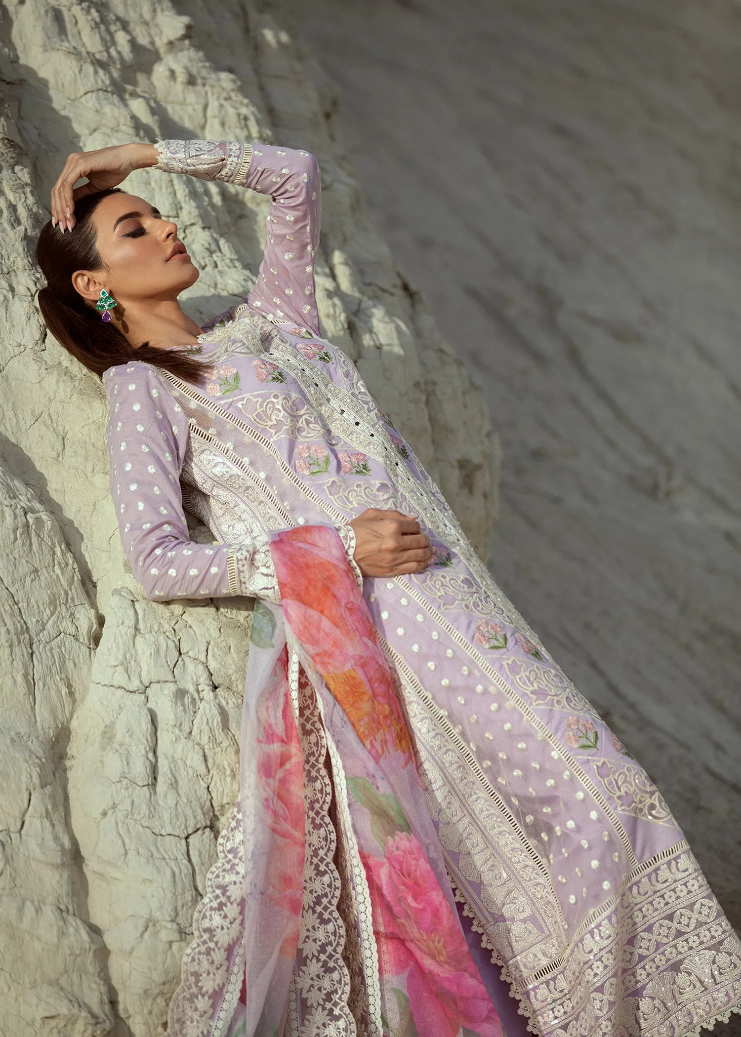 Chikkankari  Reinvented - 7A - Amethyst | Crimson Serendipity Luxury Lawn Collection 2022