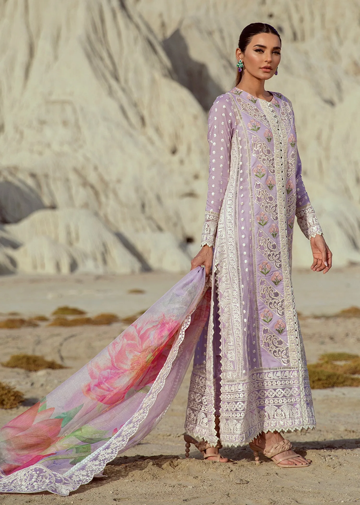 Chikkankari  Reinvented - 7A - Amethyst | Crimson Serendipity Luxury Lawn Collection 2022