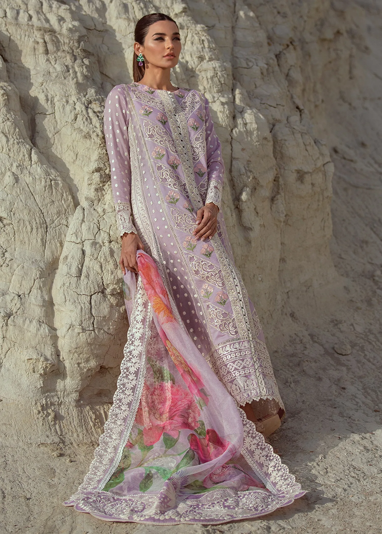 Chikkankari  Reinvented - 7A - Amethyst | Crimson Serendipity Luxury Lawn Collection 2022