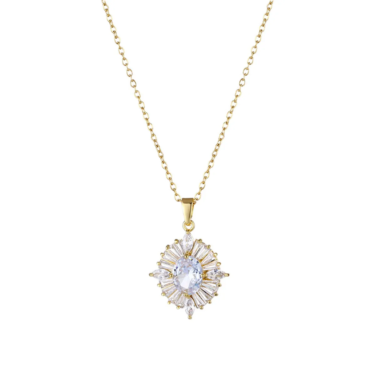 Clear Crystal & 18K Gold-Plated Oval Pendant Necklace