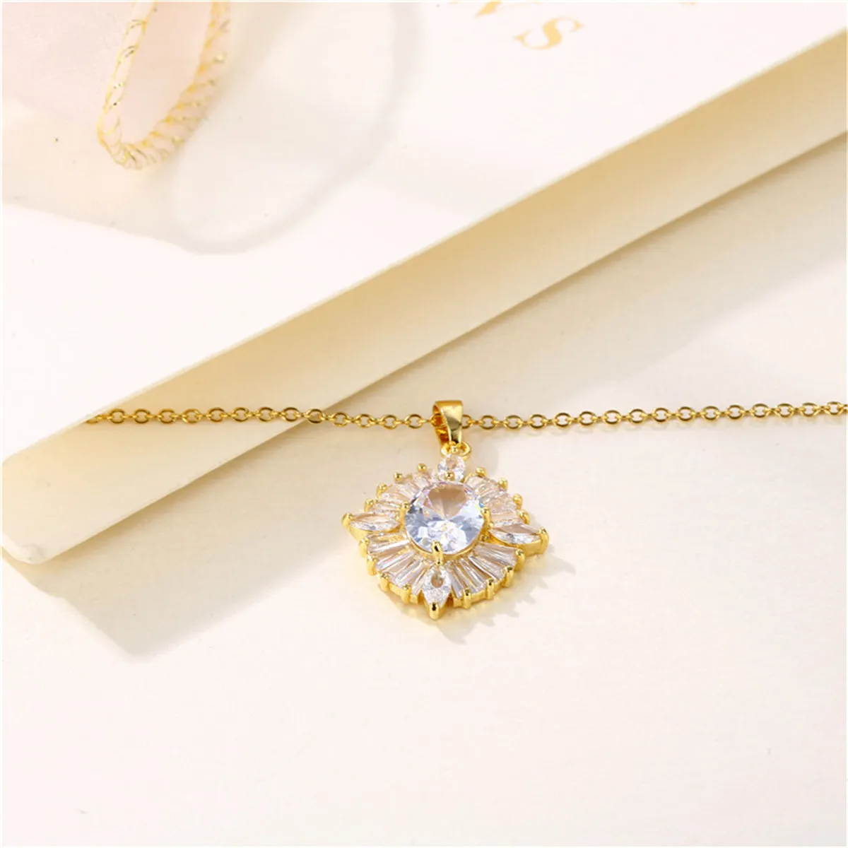 Clear Crystal & 18K Gold-Plated Oval Pendant Necklace