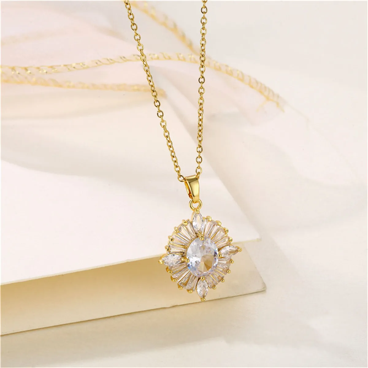 Clear Crystal & 18K Gold-Plated Oval Pendant Necklace