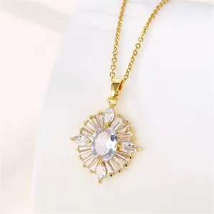 Clear Crystal & 18K Gold-Plated Oval Pendant Necklace