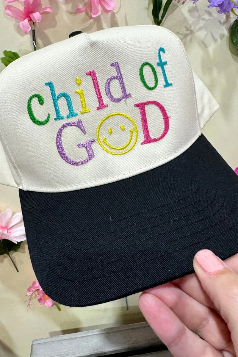 Colorful Child Of God Embroidered Five Panel Twill Cap