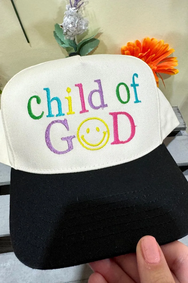 Colorful Child Of God Embroidered Five Panel Twill Cap