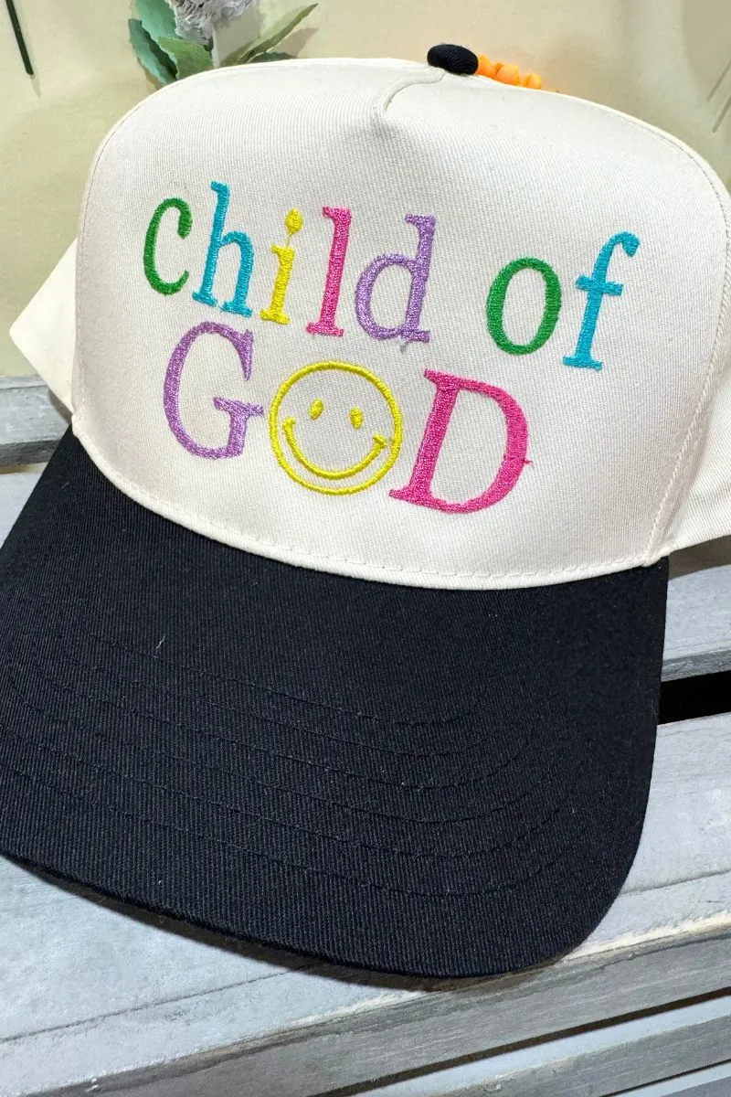 Colorful Child Of God Embroidered Five Panel Twill Cap