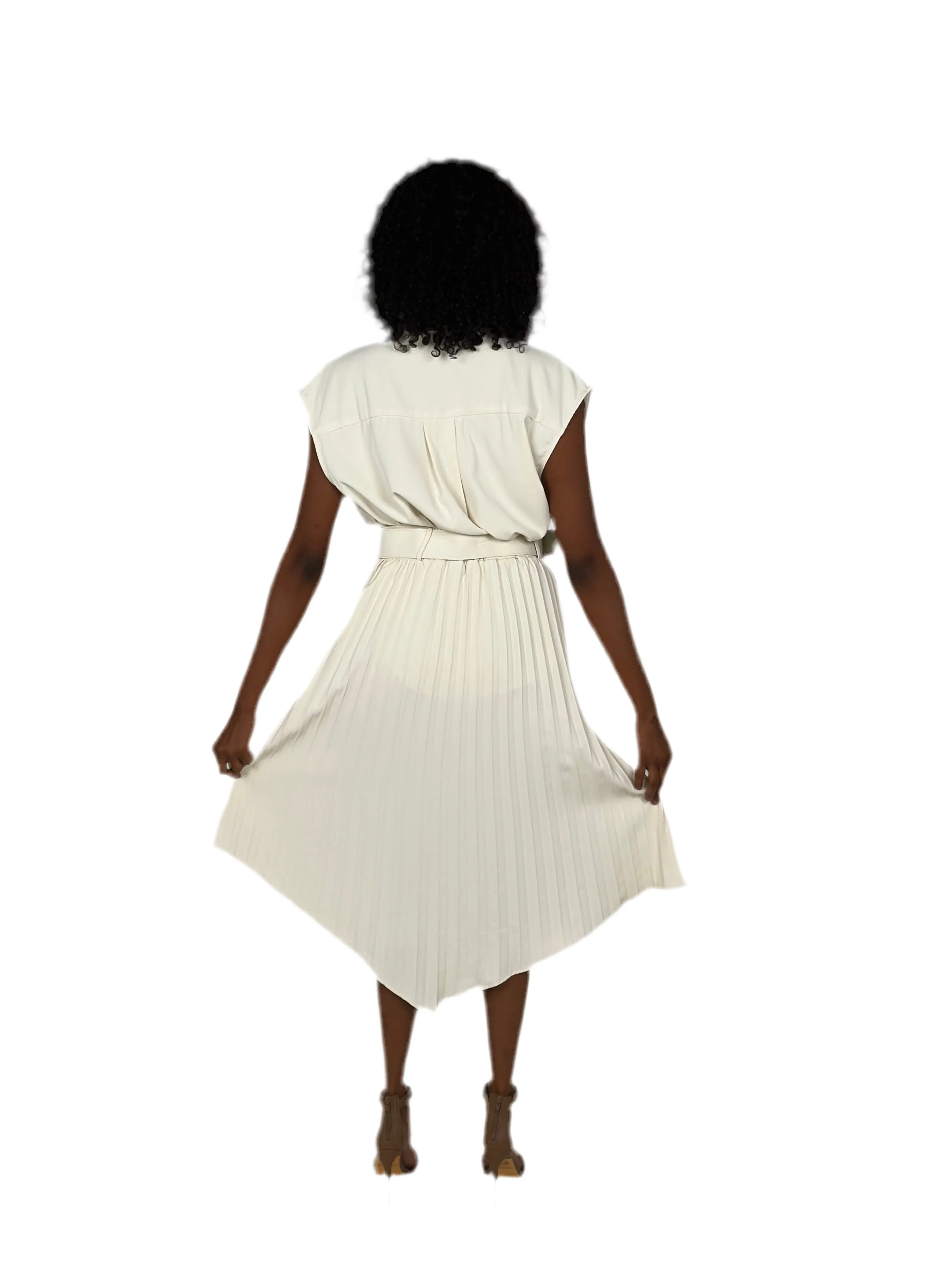 Cream Asymmetric Skirt Set