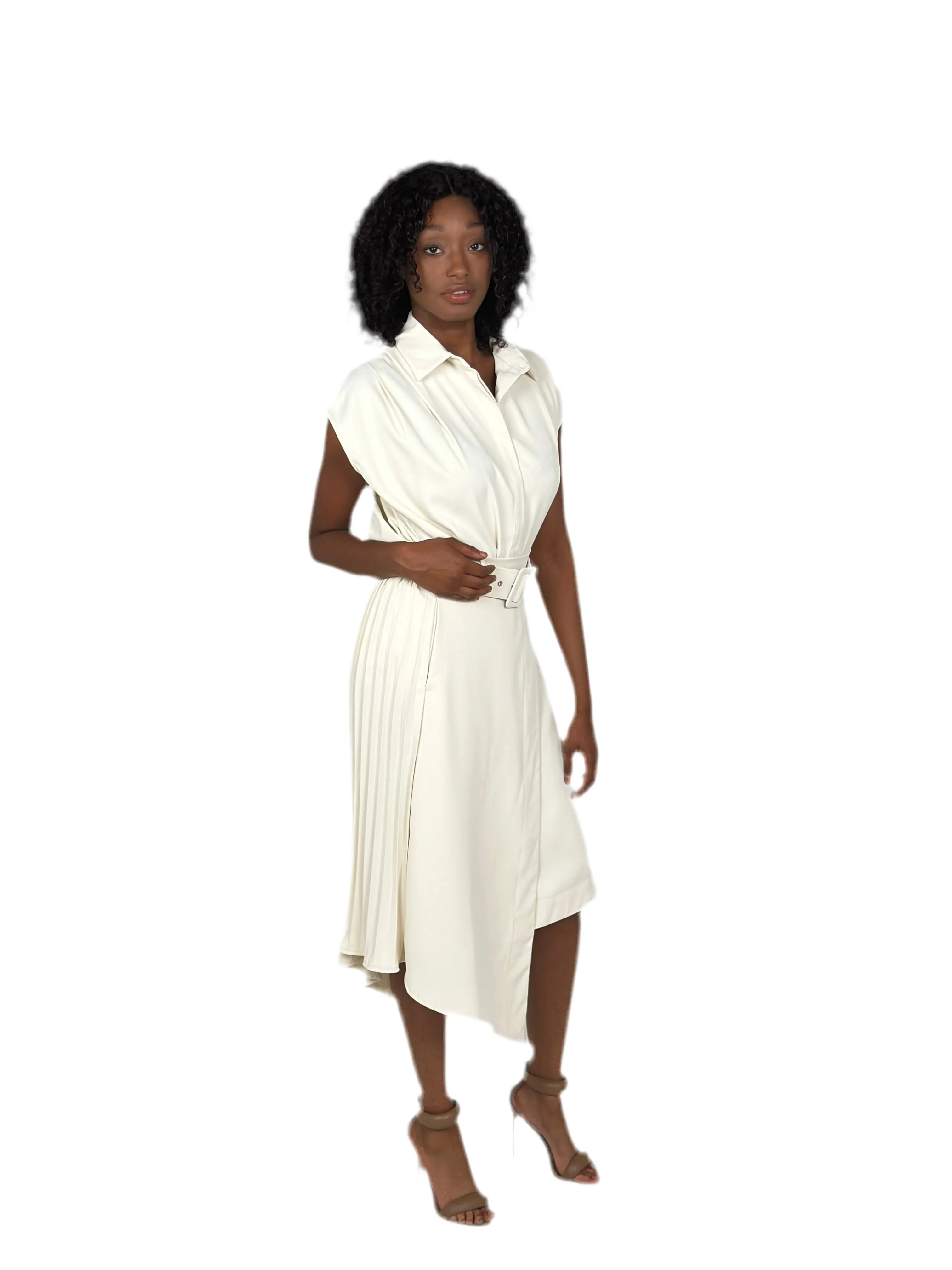Cream Asymmetric Skirt Set