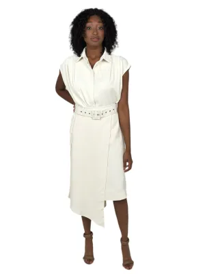Cream Asymmetric Skirt Set