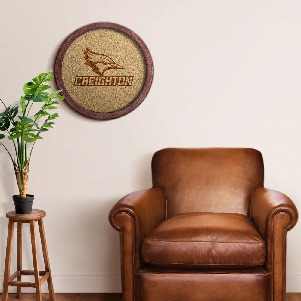 Creighton Bluejays: "Faux" Barrel Framed Cork Board
